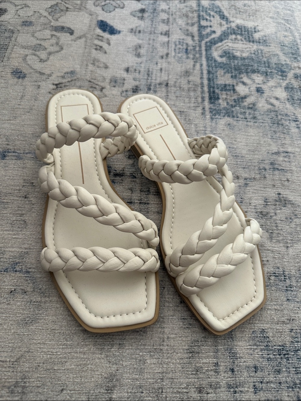 DOLCE VITA Braided Strap White Women's Slide Sandals